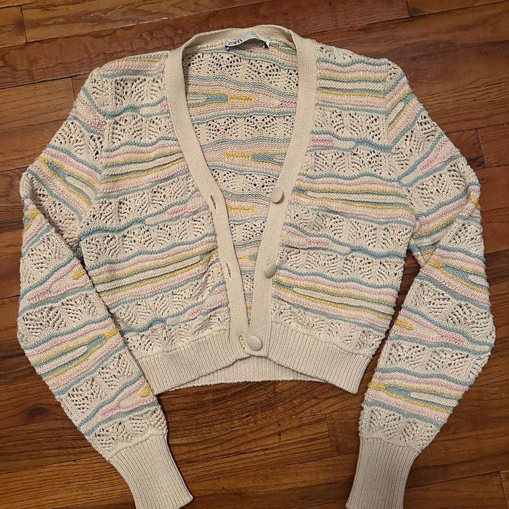 Zara Pastel Striped Cardigan